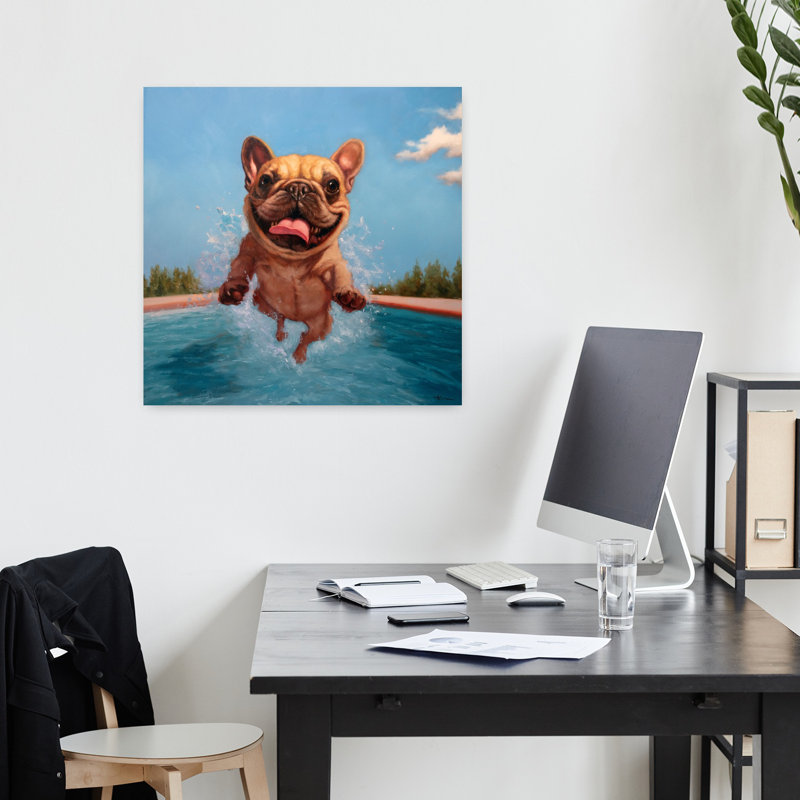 Art urbain contemporain Summer Splash Dog, 18" H x 18" W