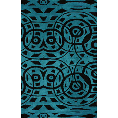 Tapis turquoise en laine touffeté à la main Panama Leona