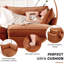 Canapé orange en L 4 places en chenille avec tiroirs de rangement mobiles et siège enveloppant en forme de croissant-121369055