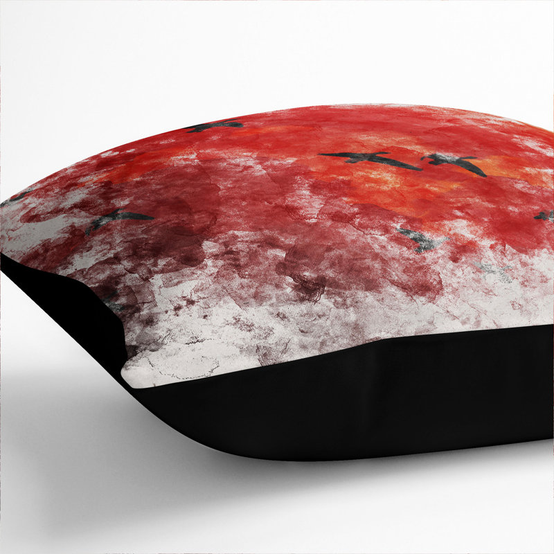 Migratory Geese Square Throw Cushion, Black, 55cm H x 55cm W x 20cm D