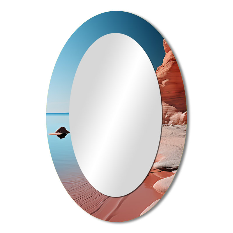 Coastal Minimalisme Photo II - Miroir mural côtier ovale, 36 po x 24 po