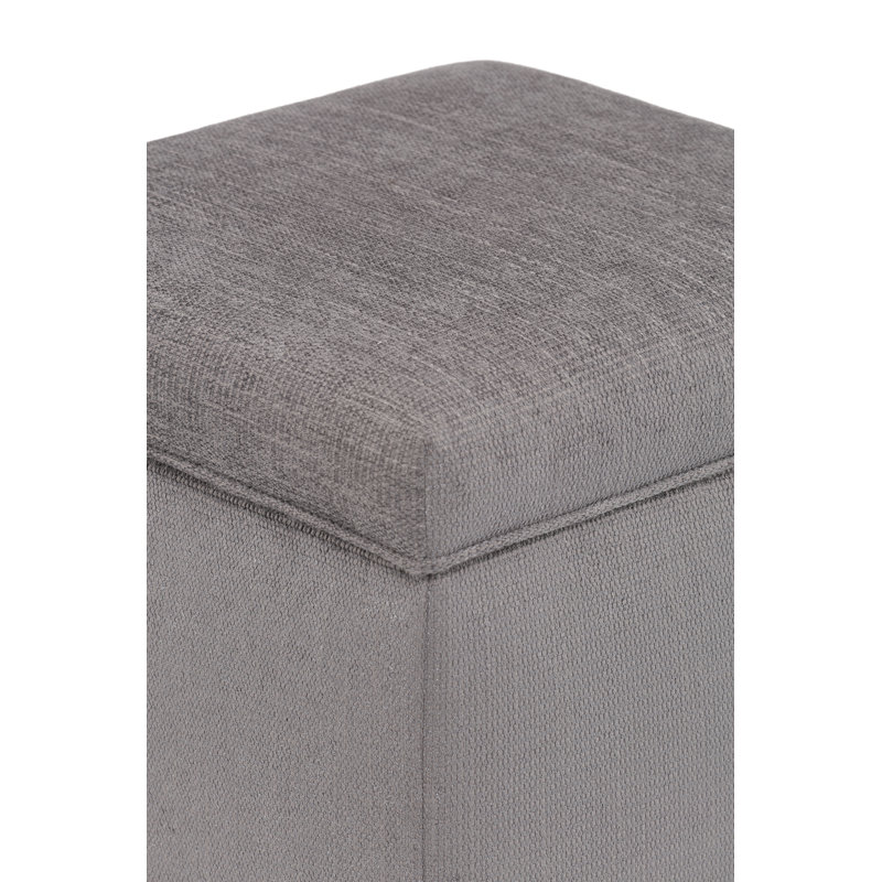 Upholstered Ottoman, Gray Polyester