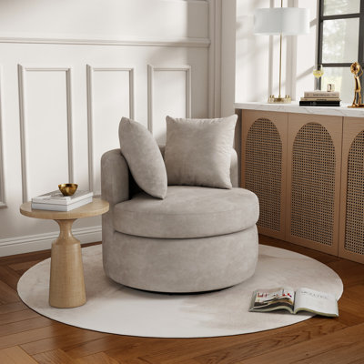 Fauteuil demi-tonneau pivotant moderne en mélange de lin l 32 po Modern
