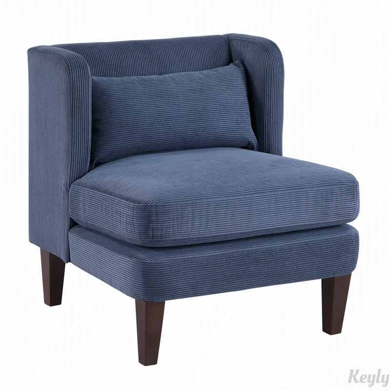 Elodie 27.5" Mid-Century Modern Armless Accent Chair, Blue Polyester