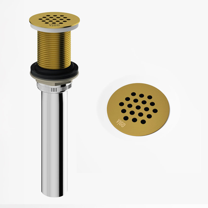 Vessel Grid Bathroom Sink Drain, Matte Brushed Gold