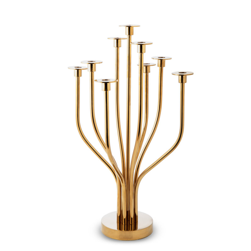 Radiant Tree 24" Stainless Steel Tabletop Candelabra, Gold
