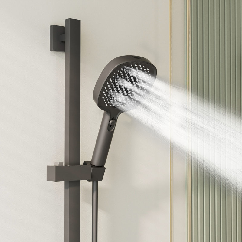 Ensemble de robinet de baignoire 2 boutons avec douchette, Noir mat