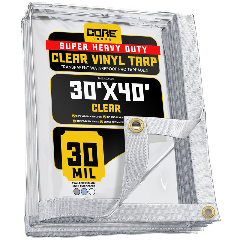 Bâche en vinyle 30 mil Extreme, H 480 po x l 360 po x P 1 po, Transparent