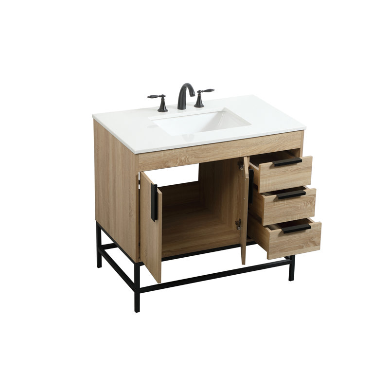 Ensemble de meuble-lavabo simple 36 po Eugene, Bois de manguier