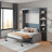 Queen Size Murphy Bed With Couch, Lights And Bookcase-1350921776