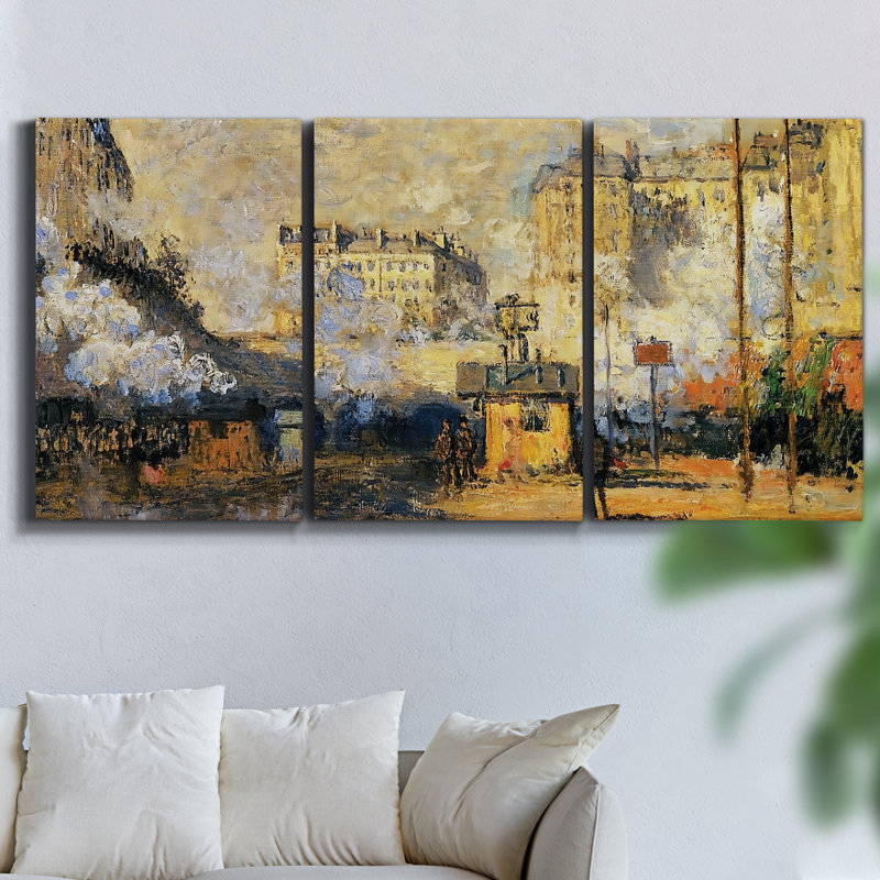 Riverbank Impression II - Toile encadrée multi-pièces, H 36 po x l 72 po x P 2 po