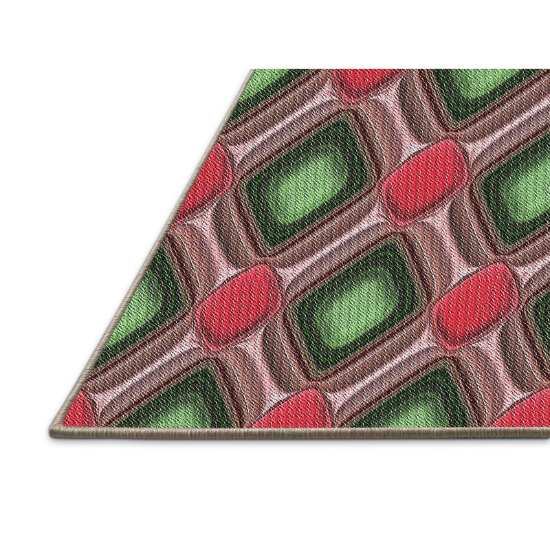 Tapis rouge à motif géométrique, Rectangle 2 pi x 4 pi