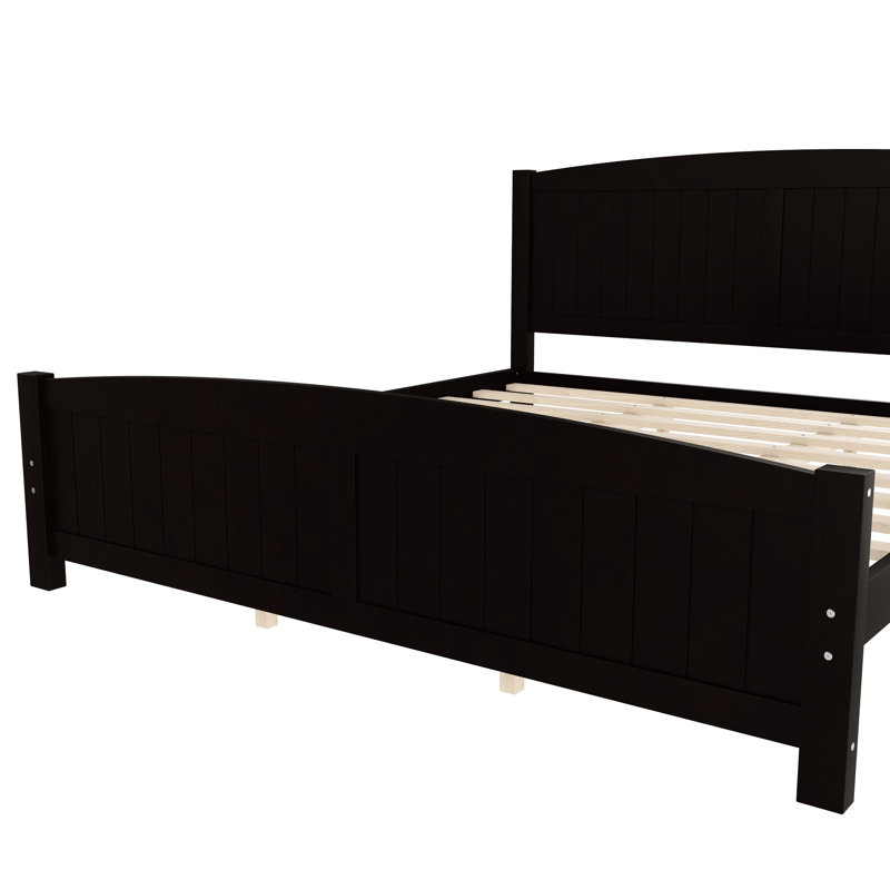Très grand lit plateforme, construction en bois massif, lattes de soutien solides, pas de sommier tapissier, conception moderne pour améliorer l'espace de la chambre à coucher, stable et sécuritaire, tracas - taille d'installation 100% étroitement contemporaine