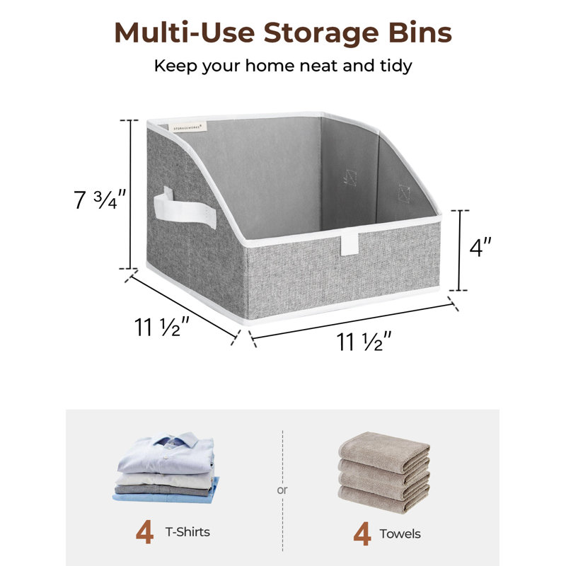 Trapezoid Closet Storage Bins, Foldable Fabric Organizer Baskets with Handles, Gray