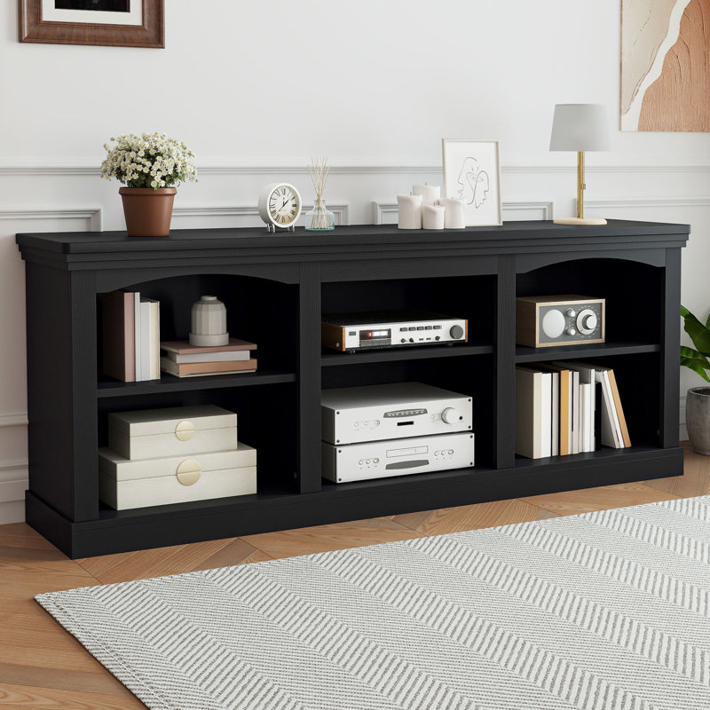 Sideboard With Adjustable Shelf, Large Tabletop For Living Room, 26.7" H x 70" W x 15.7" D, Black