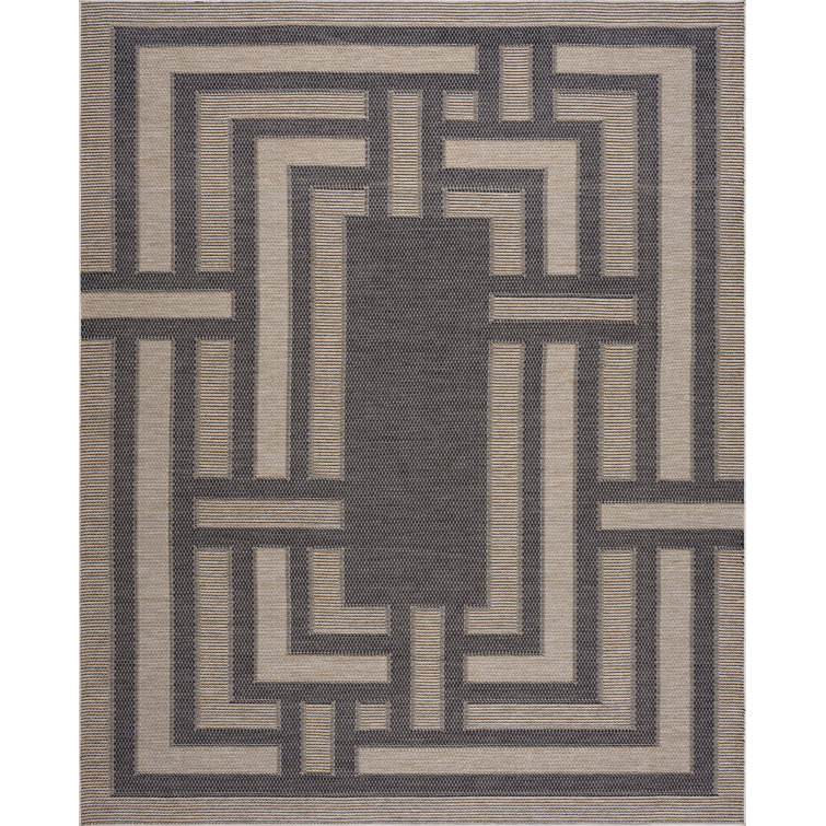 Amanda Geometric Black & Beige Indoor / Outdoor Area Rug