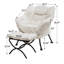 Fauteuil rembourré rembourré avec repose-pieds, canapé-lit confortable moderne avec accoudoirs et poche latérale-259641555