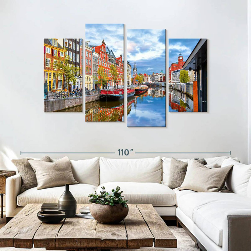 Picturesque amsterdam canal Sireci, H 54 po x l 84 po
