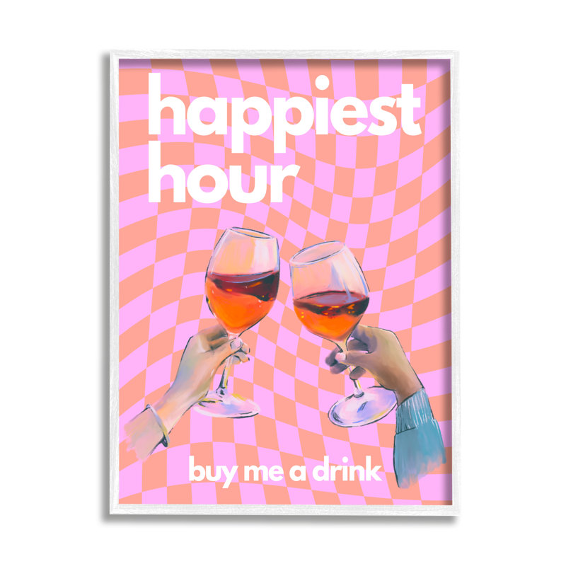 «Groovy Happiness Hour» encadrée par House of Lulu, Giclée encadrée blanc bord de mer, H 20 po x l 16 po x P 1,5 po