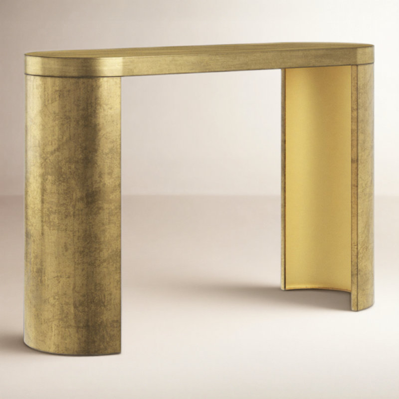 Kalalou Antique Brass Oval Console Table 32"H – Modern Metal Entryway Display Furniture