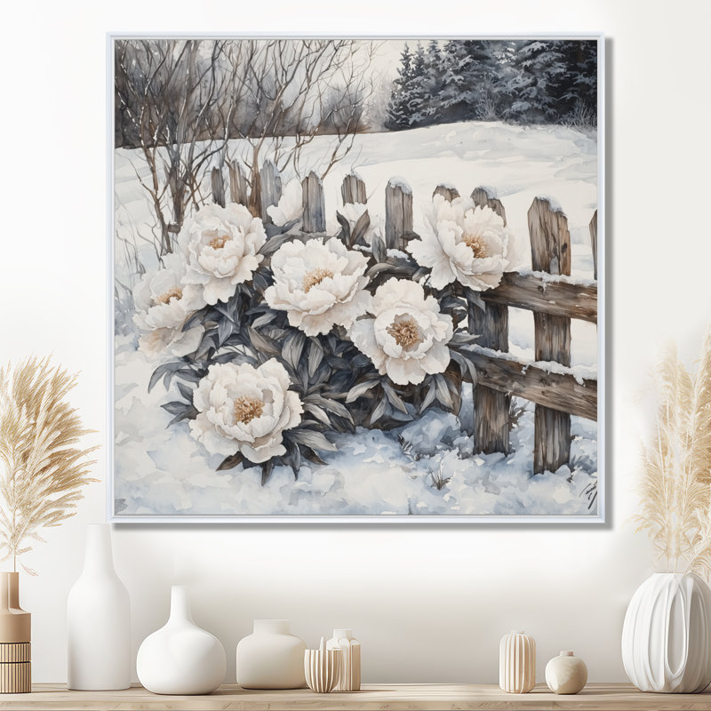 Dorilla - Floral Wall Art, Floater Framed Print without Mat, 16" H x 16" W, White