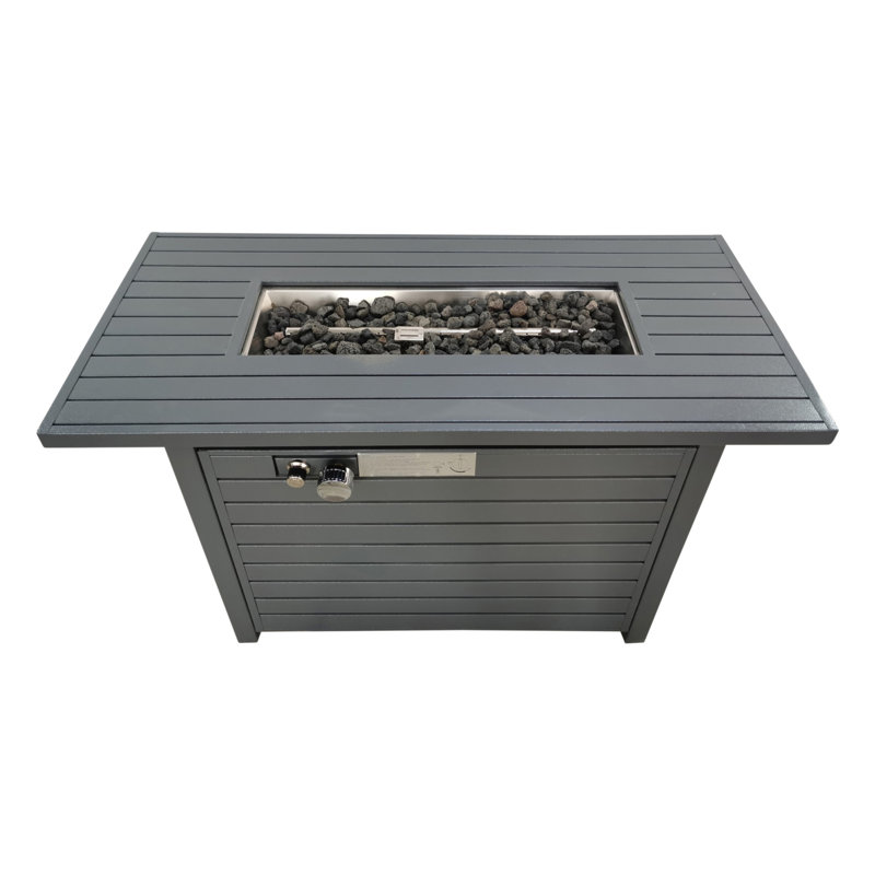 25'' H X 42'' W Steel Propane Outdoor Fire Pit Table With Lid