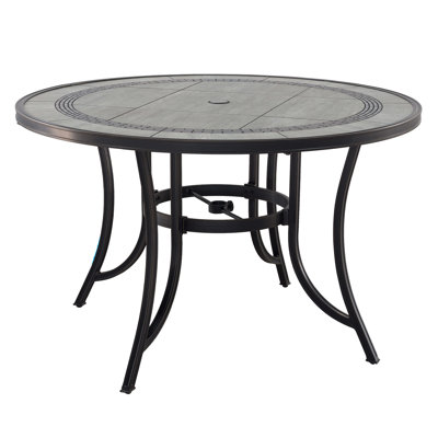 Miyona Round Outdoor Dining Table With Umbrella Hole , 48.03'' in. W 48.03'' in. D
