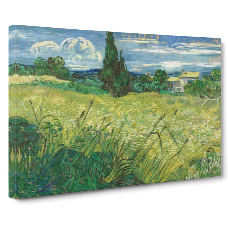 Green Field by Vincent Van Gogh - Wrapped Canvas Painting, 35cm H x 50cm W x 3cm D