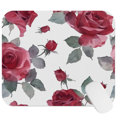 Floral Red Roses VIII Flowers Gaming Cute Office Laptop Desk Pad Gift Mat Square Rectangle Non-Slip Mousepad
