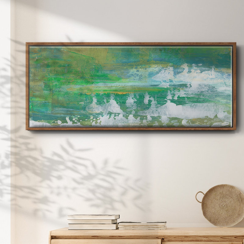 Chartreuse & Aqua I- Framed Canvas, 20" H x 50" W