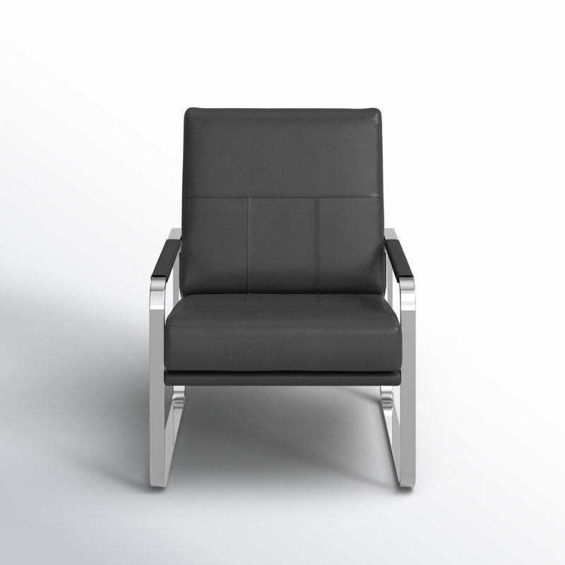 Abrham Faux Leather Armchair, Gray Faux Leather