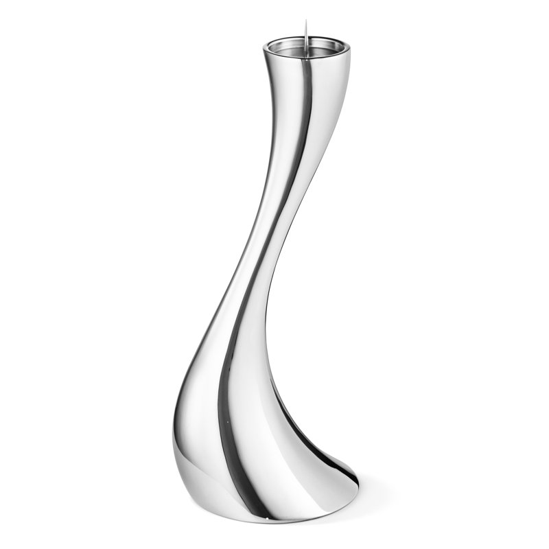 Cobra Stainless Steel Floor Candlestick, 15.75" H x 3.86" W x 3.86" D, Silver