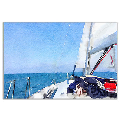 Nautical Yacht Painting - Wrapped Canvas Print