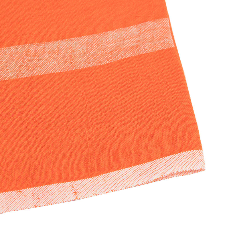 Linen Striped Square Dining Linen Set, Orange/Natural