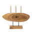 Sculpture ovale abstraite Upin sur base, bois brun, métal noir, 16 po