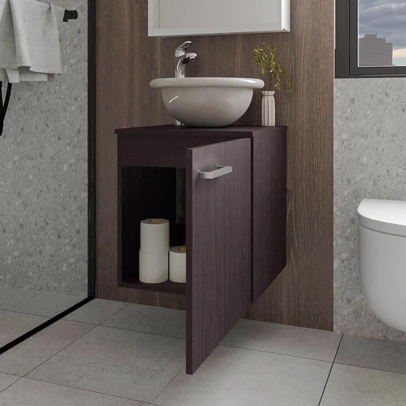 Meuble-lavabo de salle de bain avec lavabo intégré, Marron foncé