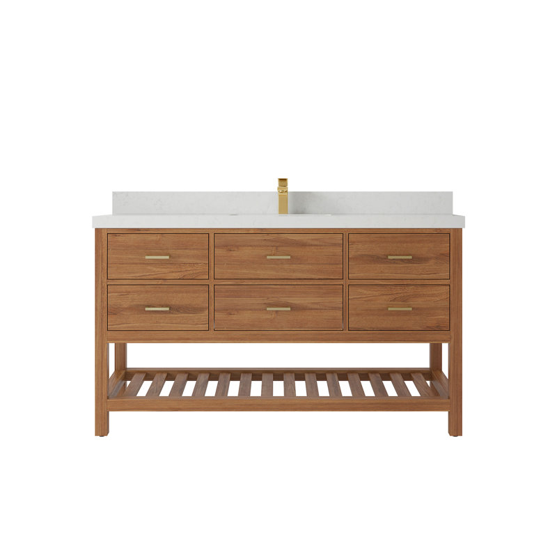 Ensemble de meuble-lavabo simple 60 po Parker, Quartz de Carrare