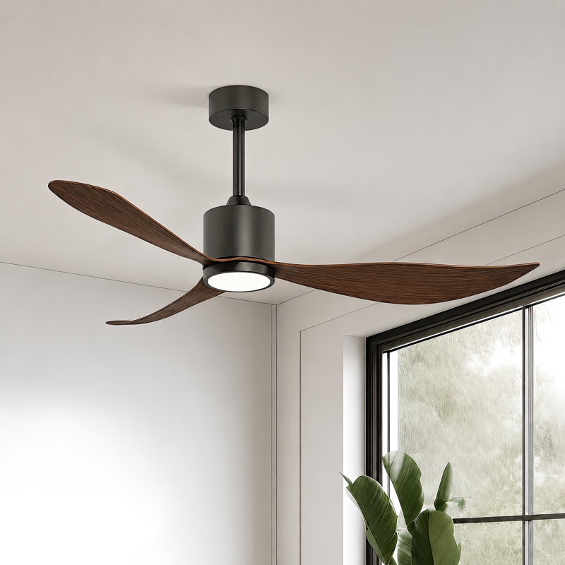 Ventilateur de plafond 52 po avec télécommande à 6 vitesses à haut débit d'air léger, pales réversibles à faible bruit pour moteur à courant continu en ABS