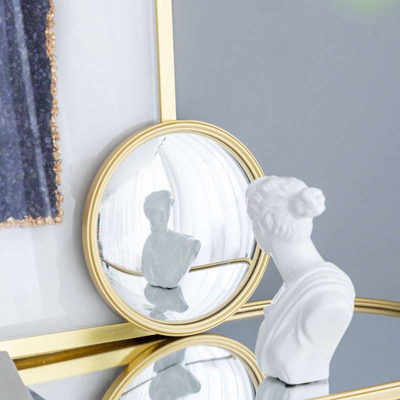 Round Mirror, Circle Mirror With Iron Frame, 10.4" x 10.4"
