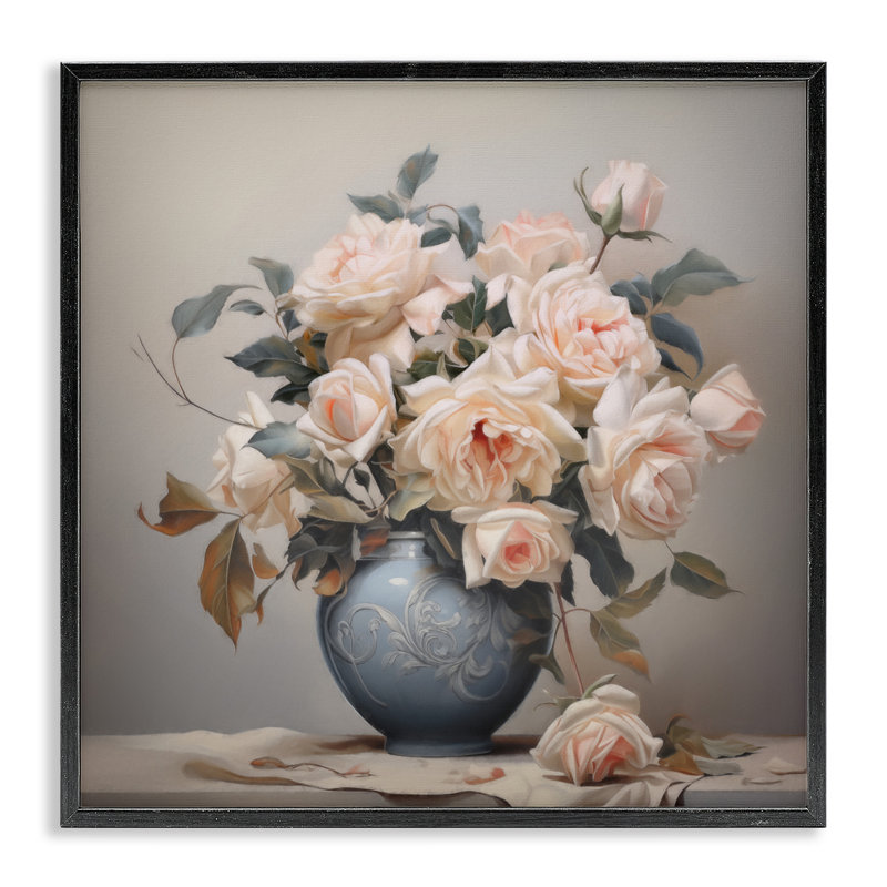 «Rose Paragon Vase», giclée par Steve Hunziker, H 12 po x l 12 po, Giclée encadrée noir minuit