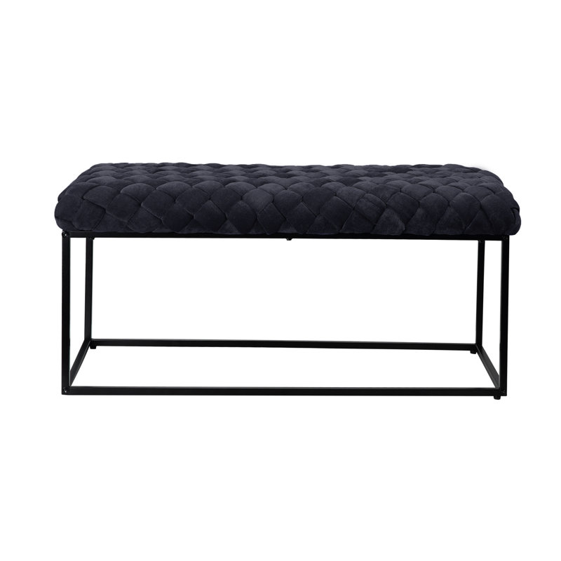 Banc rembourré en velours 39 po Gemma, Noir