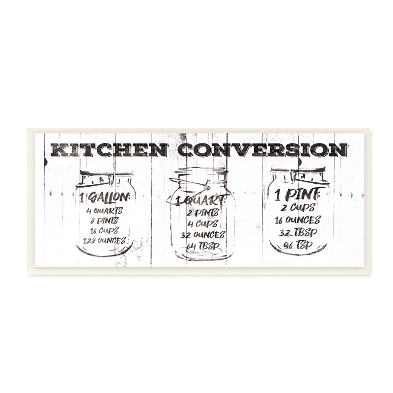 Tableau de conversion pour la cuisine - Art textuel sur toile, H 7 po x l 17 po x P 0,5 po, Unframed