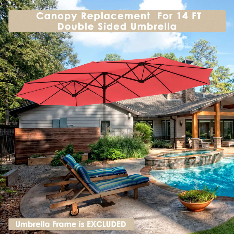 Parasol de remplacement à double face 14 pi 14 pi, Rouge