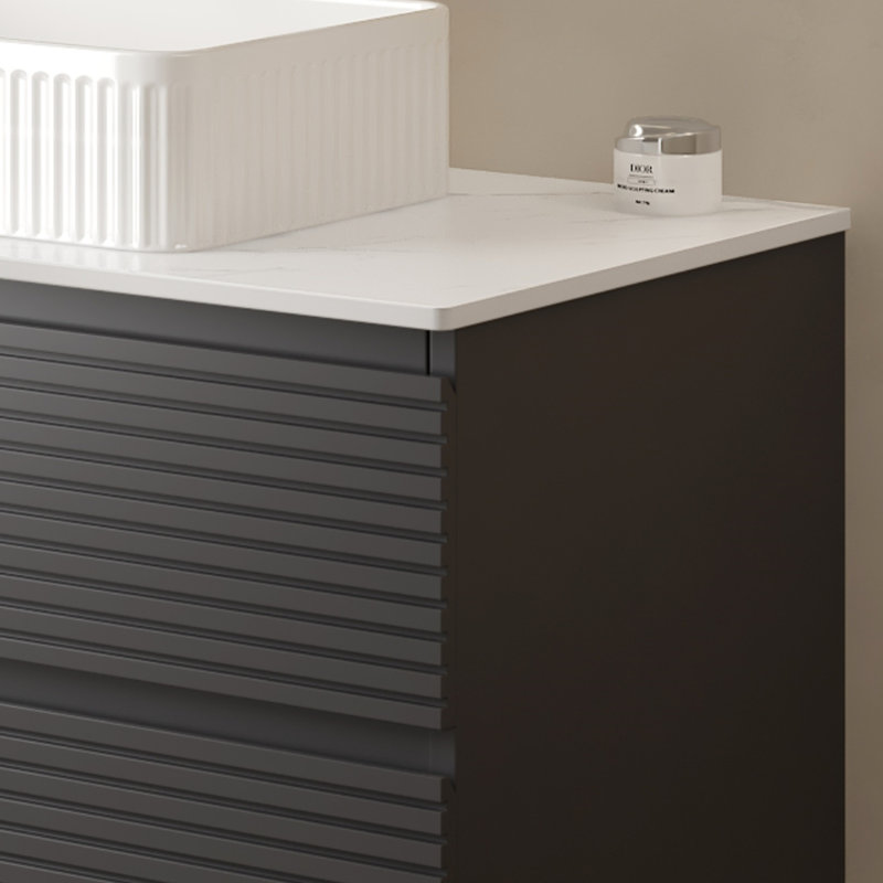 Armoire de salle de bain murale en contreplaqué gris 36 ", déformation, tiroirs spacieux, glissières, style scandinave moderne gris 36", 18 mm d'épaisseur, rangement