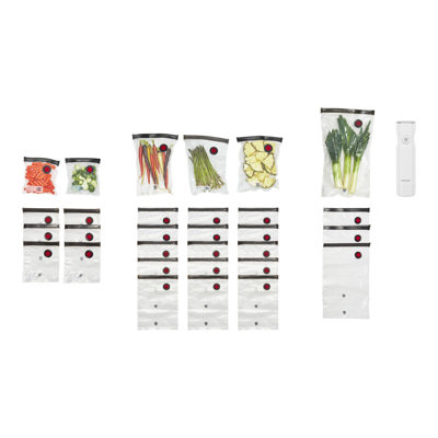 ZWILLING Fresh & Save 30-Pc Assorted Sizes Vacuum Sealer Bags, Reusable Sous Vide Bags With Vacuum Pump