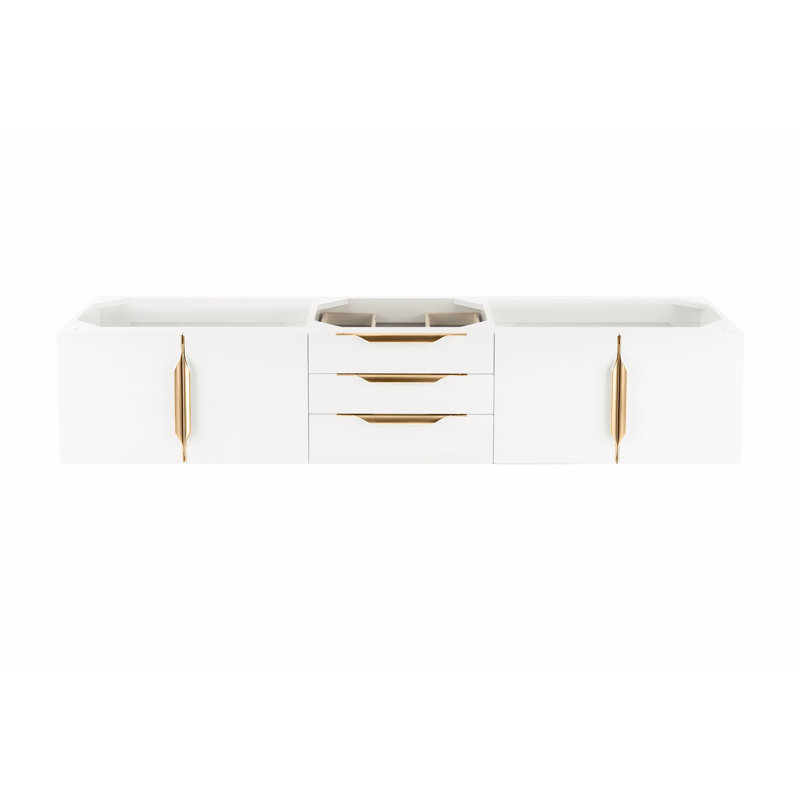 Mercer Island 72'' W Single Vanity, Glossy White, Dusk Gray, Radiant Gold
