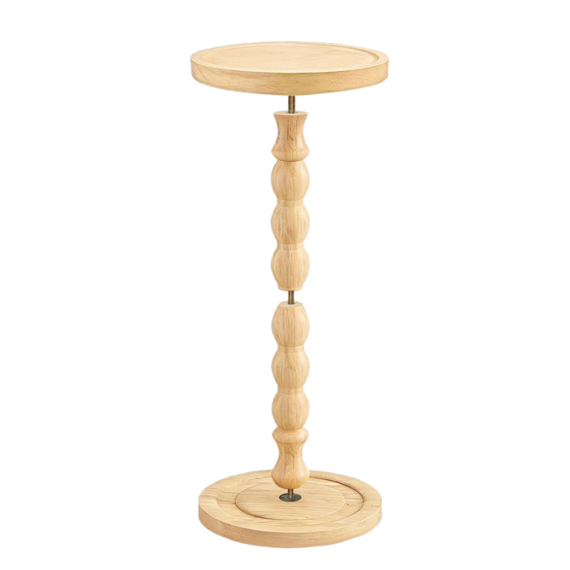 Petite table d'appoint ronde pour les petits espaces, table de boissons à piédestal en bois, table de bout étroite pour canapé de salon, table de chevet moderne pour chambre à coucher
