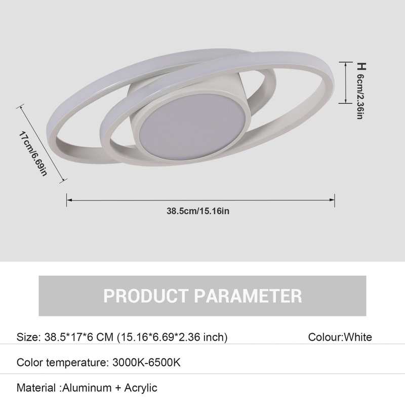  Double Circle Dimmable LED Flush Mount, White