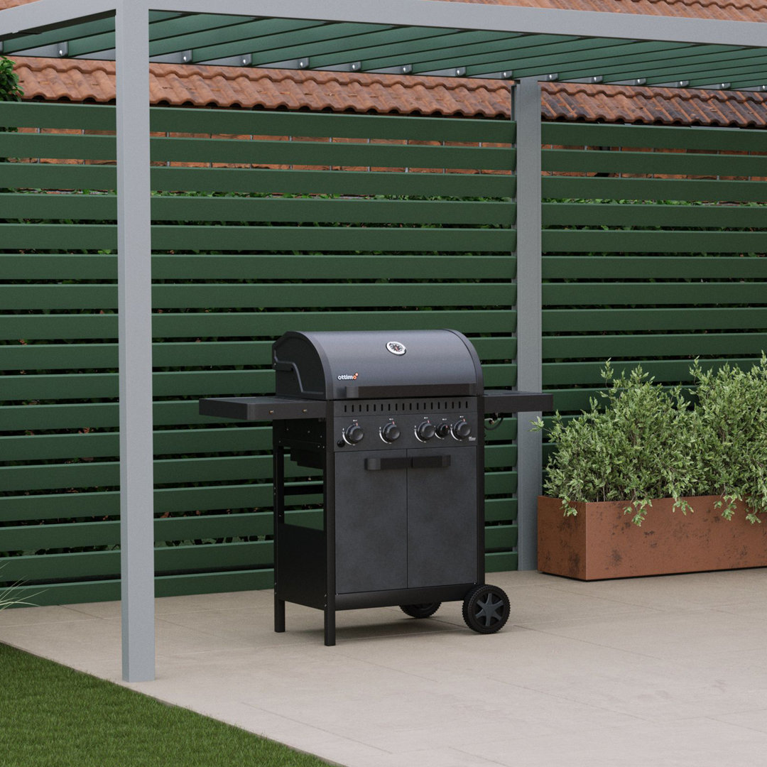 Charles Bentley 4 - Burner Freestanding Propane 36850 BTU BTU Gas Grill with Side Burner and Cabinet