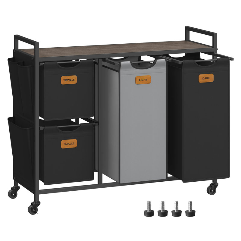 Rolling Laundry Hamper with Handles, Black